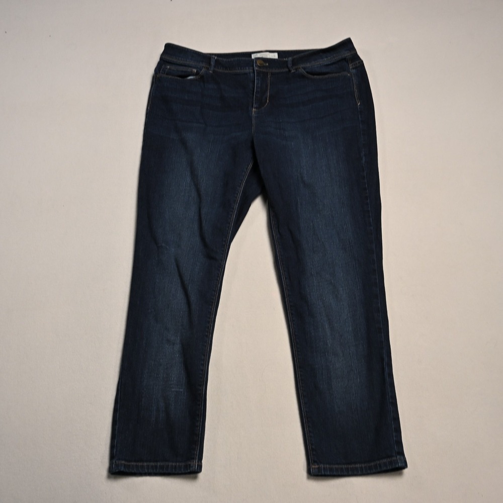 J Jill Jeans Womens  12 Jeans Mid Rise Slim Ankle Dark Wash Blue Authentic Fit